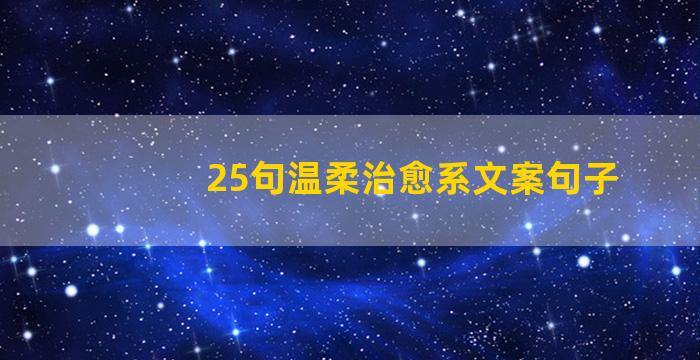 25句温柔治愈系文案句子