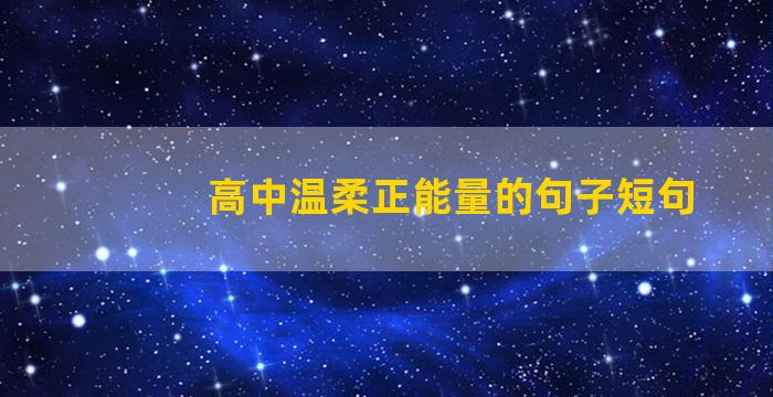 高中温柔正能量的句子短句